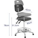 Krzesło robocze warsztatowe z oparciem podnóżkiem CHROM do 120 kg 515-780 mm czarne FROMMSTARCK