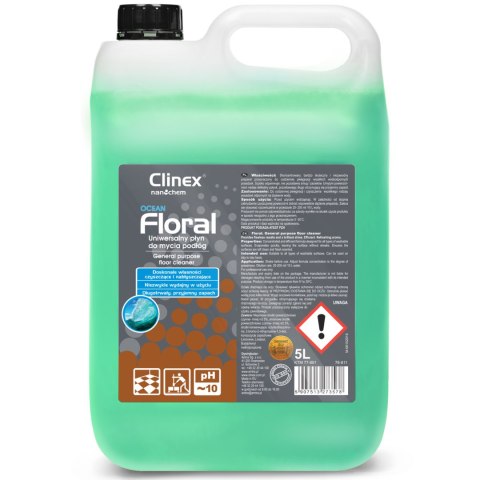Płyn do mycia podłóg bez smug połysk zapach CLINEX Floral - Ocean 5L Clinex
