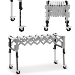 Podajnik stół rolkowy transportowy składany 9 rolek do 130 kg 145 x 59 x 96 cm MSW