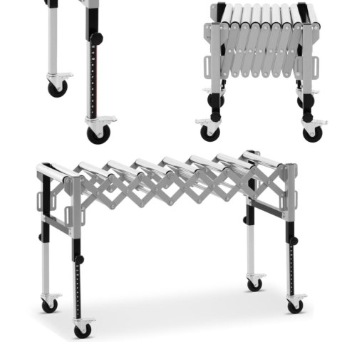 Podajnik stół rolkowy transportowy składany 9 rolek do 130 kg 145 x 59 x 96 cm MSW