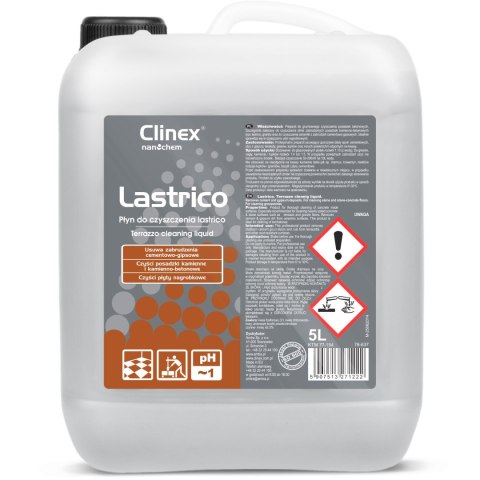 Płyn do mycia podłóg posadzek kamiennych betonowych CLINEX Lastrico 5L Clinex