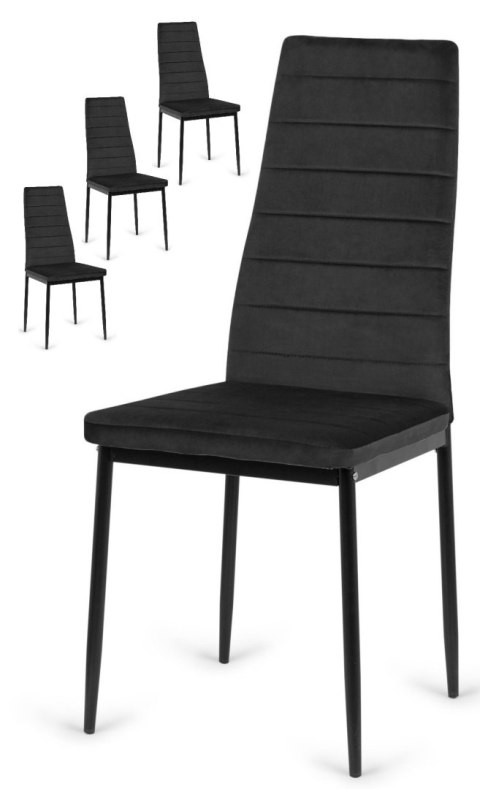 Krzesła tapicerowane zestaw 4 VALVA LINE VELVET BLACK Lugano Krzesła tapicerowane zestaw 4 VALVA LINE VELVET BLACK Lugano