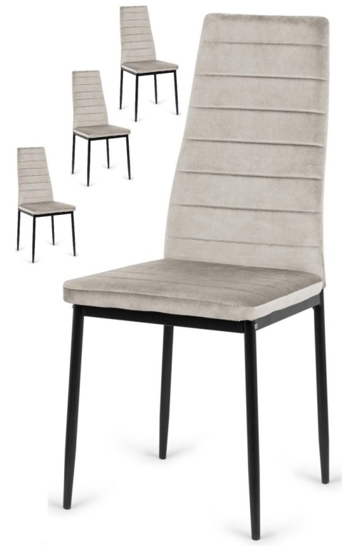 Krzesła tapicerowane zestaw 4 VALVA LINE VELVET GREY Lugano Krzesła tapicerowane zestaw 4 VALVA LINE VELVET GREY Lugano