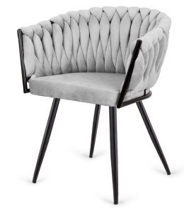 Krzesło plecione Lugano fotel TRECCIA GREY VELVET SMOKE Lugano