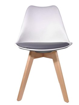 Krzesło skandynawskie MONZA WHITE - LIGHT GREY PU Lugano