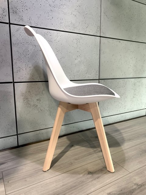 Krzesło skandynawskie MONZA WHITE - Grey Fabric II Lugano Krzesło skandynawskie MONZA WHITE - Grey Fabric II Lugano
