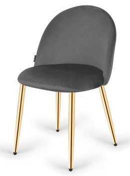 Krzesło tapicerowane GLORIA DARK GREY VELVET GOLD Lugano