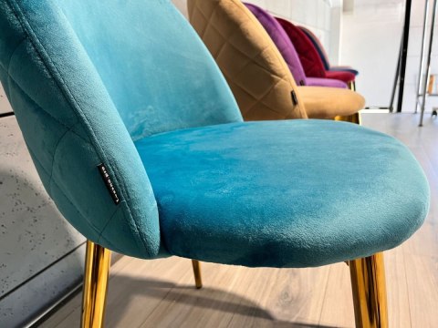 Krzesło tapicerowane GLORIA SEA BLUE VELVET GOLD Lugano Krzesło tapicerowane GLORIA SEA BLUE VELVET GOLD Lugano