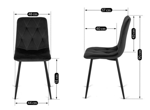 Krzesło tapicerowane SORANO VELVET BLACK II GATUNEK Lugano Krzesło tapicerowane SORANO VELVET BLACK II GATUNEK Lugano
