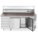 Stół chłodniczy do pizzy 2-drzwiowy z 7 szufladami blat granitowy szer. 202cm - Hendi 232842 Hendi