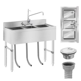 Zlew gastronomiczny ze stali nierdzewnej basen 3 komorowy 100x50cm Royal Catering