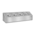 Ekspozytor stojak na pojemniki 3x GN1/6 2x GN1/9 + pokrywki Stal nierdzewna Royal Catering