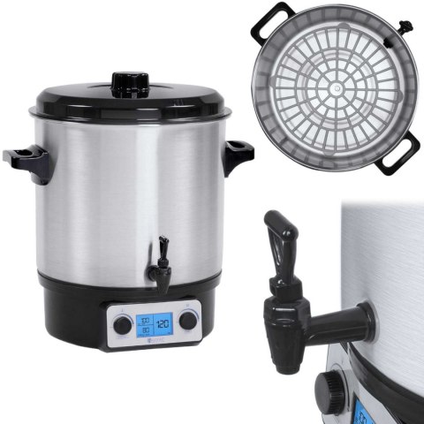 Podgrzewacz warnik do grzańca grzanego wina z kranem timerem LCD stal nierdzewna 2000W 27L Royal Catering
