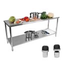 Stół blat roboczy gastronomiczny stalowy centralny z półką 200x60cm Royal Catering