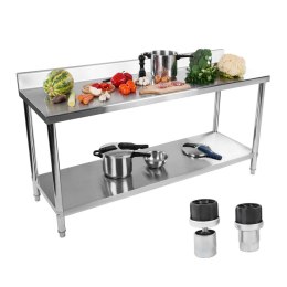 Stół blat roboczy stalowy gastronomiczny przyścienny z rantem i półką 200x60cm Royal Catering