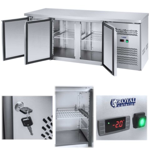 Stół chłodniczy 3-drzwiowy z blatem roboczym ze stali nierdzewnej od -2 do 8deg;C 339L Royal Catering