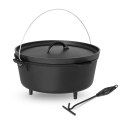 Kociołek garnek żeliwny myśliwski na ognisko grill śr. 37cm 10.75L + NÓŻKI Royal Catering