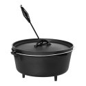 Kociołek garnek żeliwny myśliwski na ognisko grill śr. 37cm 10.75L + NÓŻKI Royal Catering