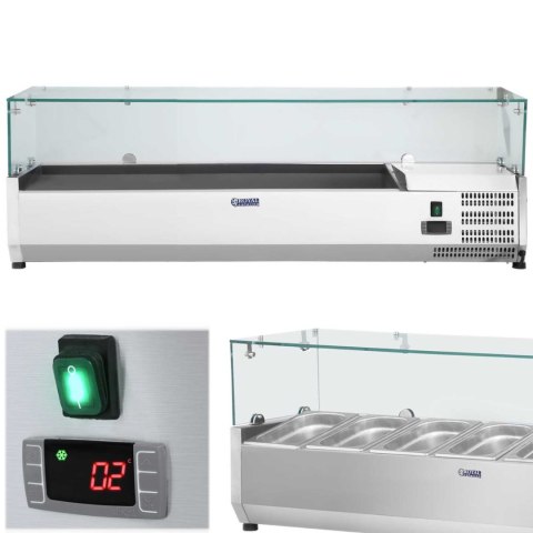 Nadstawa chłodnicza ze szklaną osłoną 5x GN1/3 i 1x GN1/2 150cm Royal Catering