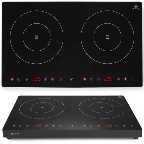 Kuchenka indukcyjna nastawna z panelem dotykowym 2 pola grzewcze Black Line śr. 22 cm 3500 W - Hendi 239414 Hendi