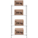 Regał warsztatowy chromowany druciany 4 półki + 4 maty do 1 t 1000 kg 90x45x180 cm Royal Catering
