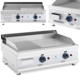 Grill gazowy podwójny gładki ryflowany na gaz ziemny 0.02 bar 74.5 x 40 cm 2 x 3100 W Royal Catering