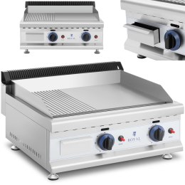 Grill gazowy podwójny gładki ryflowany nierdzewny na gaz ziemny 2x 3.1 kW 0.02 bar 60 x 40 cm Royal Catering