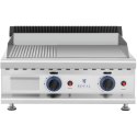 Grill gazowy podwójny gładki ryflowany nierdzewny na gaz ziemny 2x 3.1 kW 0.02 bar 60 x 40 cm Royal Catering