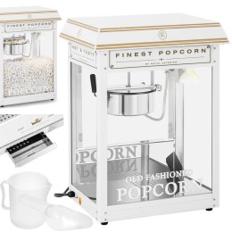 Maszyna automat urządzenie do prażenia popcornu retro TEFLON 1600 W 5-6 kg/h - biało-złota Royal Catering