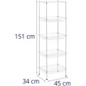 Regał druciany metalowy do magazynu garderoby 5 koszy 45 x 35 x 152 cm do 100 kg Royal Catering
