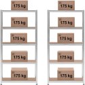 Regał magazynowy metalowy 5 półek 875 kg 90 x 30 x 180 cm szary 2 szt. MSW