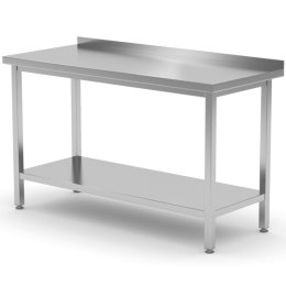 Stół gastronomiczny przyścienny z rantem i półką 180x70x85 cm - Hendi 812761 Hendi