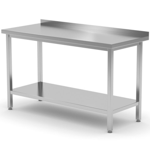 Stół gastronomiczny przyścienny z rantem i półką 180x70x85 cm - Hendi 812761 Hendi