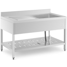 Zlew basen gastronomiczny jednokomorowy z półką i rantem prawy 140 x 70 x 94,5 cm Royal Catering