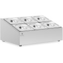 Ekspozytor stojak na pojemniki gastronomiczne 6 x GN 1/6 + pojemniki z pokrywkami Royal Catering