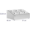 Ekspozytor stojak na pojemniki gastronomiczne 6 x GN 1/6 + pojemniki z pokrywkami Royal Catering