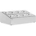 Ekspozytor stojak na pojemniki gastronomiczne 8 x GN 1/6 + pojemniki z pokrywkami Royal Catering