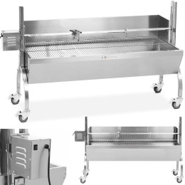 Grill węglowy z rożnem obrotowym elektrycznym do pieczenia prosiaka z osłoną 13 W 40 kg 137 cm Royal Catering