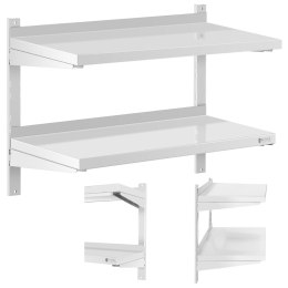 Półka ścienna wisząca gastronomiczna podwójna z regulacją STAL 80 x 40 cm Royal Catering