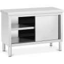 Stół gastronomiczny z szafką z drzwiami suwanymi STAL 120 x 50 cm do 330 kg Royal Catering