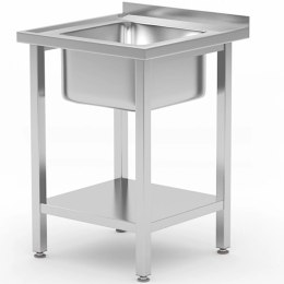 Basen zlew jednokomorowy z półką Budget Line STAL 600 x 600 x 850 cm - Hendi 816806 Hendi