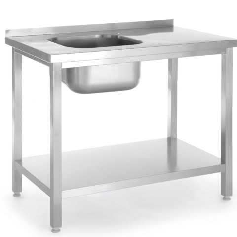 Basen zlew jednokomorowy z półką lewy Budget Line STAL 800 x 600 x 850 cm - Hendi 817001 Hendi
