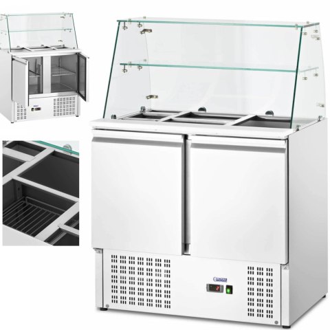 Stół chłodniczy sałatkowy 2-drzwiowy z nadstawą szklaną 7x GN 240 l Royal Catering