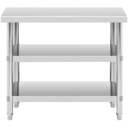Stół blat roboczy stalowy nierdzewny 2 półki 100x60cm Royal Catering