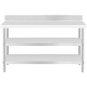 Stół blat roboczy stalowy nierdzewny przyścienny z rantem 2 półki 150x70cm Royal Catering