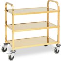 Wózek kelnerski cateringowy do serwowania 3 półki 79.5 x 44.5 cm do 240 kg - złoty Royal Catering