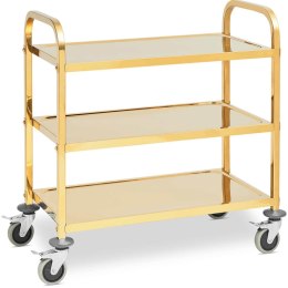 Wózek kelnerski cateringowy do serwowania 3 półki 79.5 x 44.5 cm do 240 kg - złoty Royal Catering