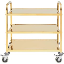 Wózek kelnerski cateringowy do serwowania 3 półki 79.5 x 44.5 cm do 240 kg - złoty Royal Catering