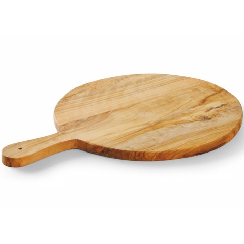 Deska do serwowania wędlin serów z drewna oliwnego okrągła z uchwytem śr. 320 mm Hendi