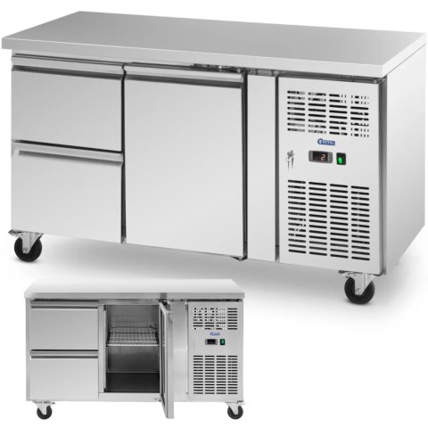 Stół chłodniczy gastronomiczny na kółkach 1 komora 2 szuflady 280 l 70x136x85 cm Royal Catering
